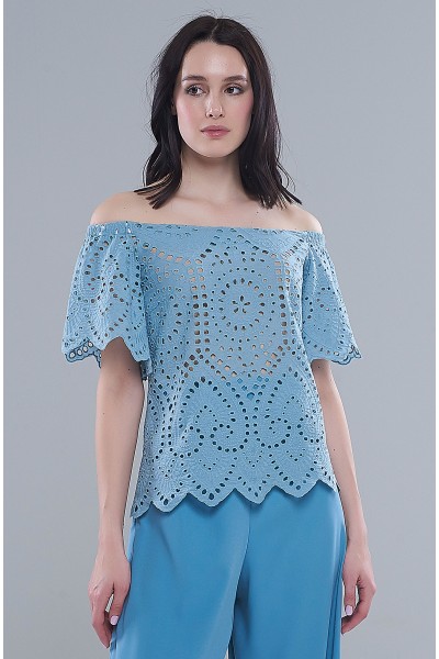 Блузка Маша (Кружево, деним)