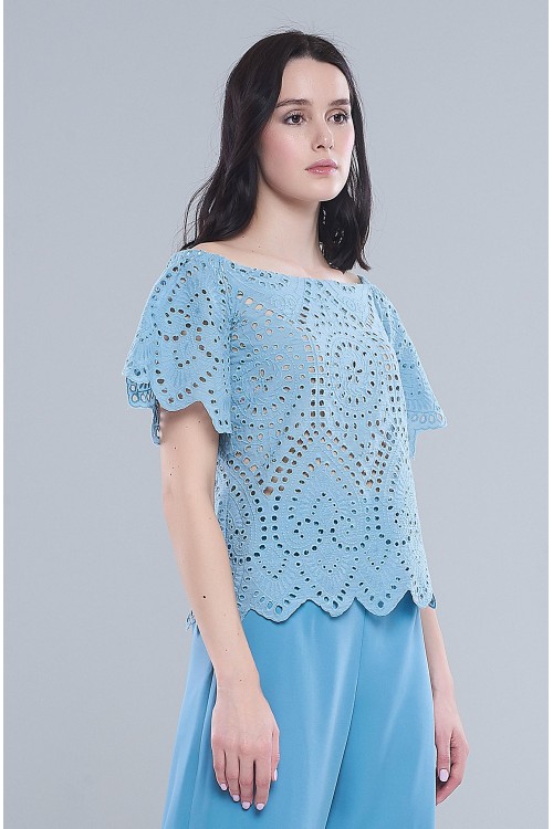 Блузка Маша (Кружево, деним)