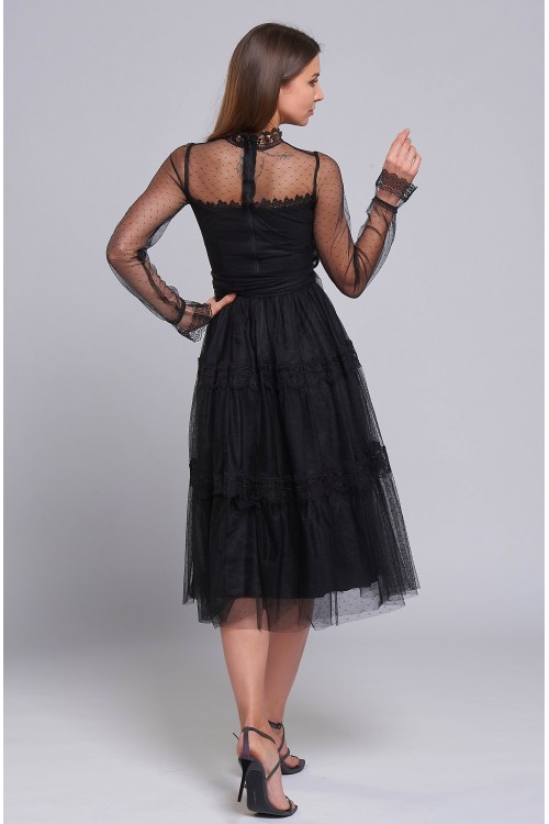 Платье Анжела ( Чёрное,миди)