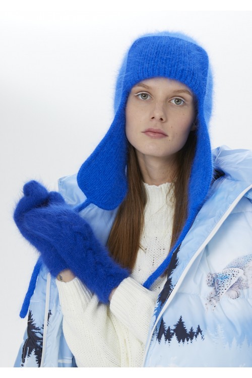 Шапка-ушанка цвет "Electric blue"