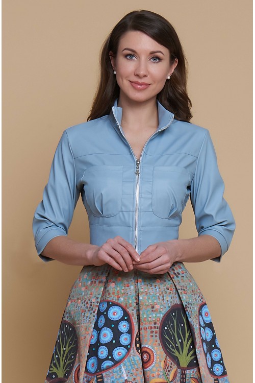 Жакет Ангелина (Экокожа, голубой)