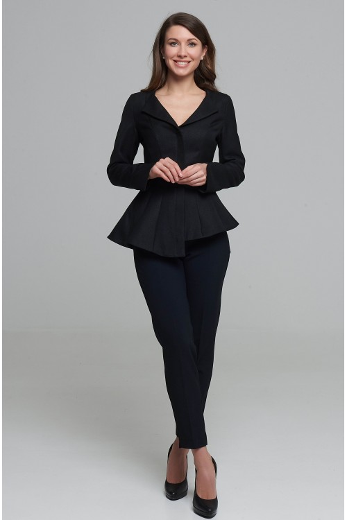 Жакет Грация с баской (Черный)
