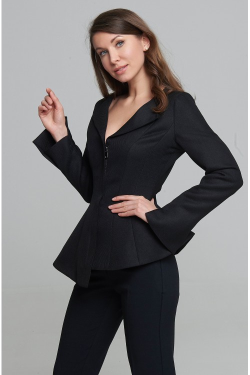 Жакет Грация с баской (Черный)