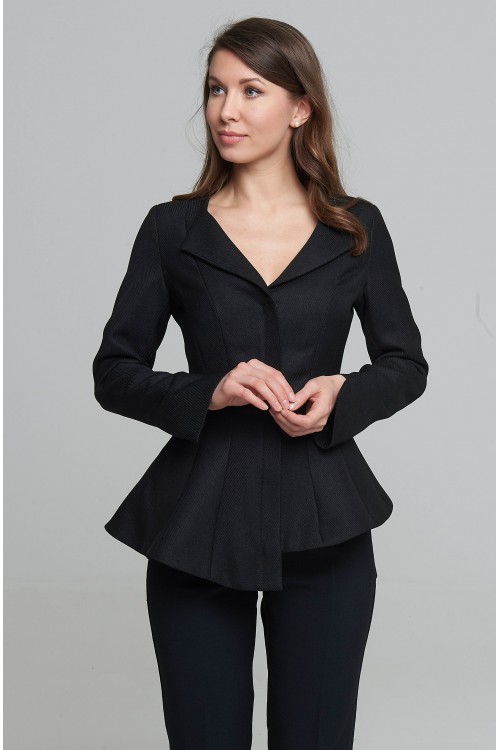 Жакет Грация с баской (Черный)